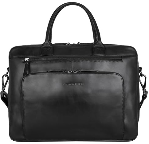 Marc Peter® Hamilton Schwarz Businesstasche Herren Leder 15,6 Zoll | Leder Laptoptasche | Groß Aktentasche Umhängetasche aus Vintage Rindsleder