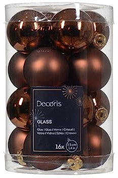Weihnachtskugeln Glas 35mm x 16 Stück kleine Christbaumkugeln Espressobraun lederbraun - Schokobraun - kastanienbraun - kupferbraun - Zimt