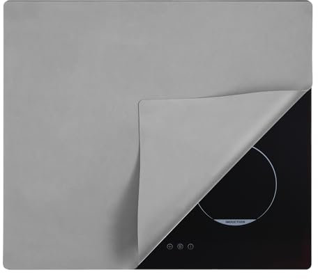 TOPWISH Herdabdeckung, 53×60cm ElektroHerdabdeckung, Hochtemperaturbeständige SilikonAbdeckung, Keramik Glas Kochfeldschutz,Grau