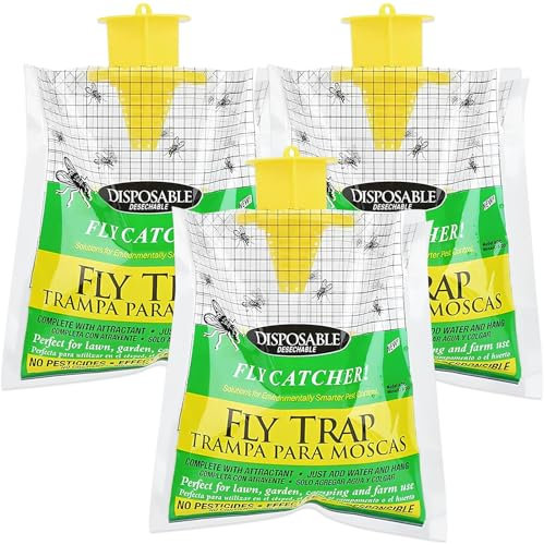 3X Pièges à Mouches extérieurs,avec 3X appât,Piege a Mouche, Poche Piege a Mouche,Piège à Mouches pour l'intérieur,Anti Mouche Exterieur,pour la Maison,la Cuisine,l'extérieur,Fermes,Jardin