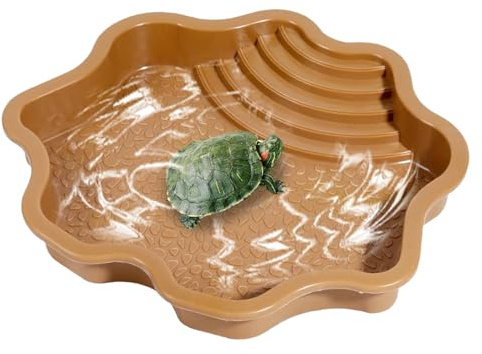 MLqkpwy Piscina per Tartarughe di Terra | 30x30x5,5 Cm per Acqua | Vassoio per Tartarughe | Ciotola Acqua per Tartarughe | Vasca da Bagno per Rettili per Tartarughe, Rana Cornuta, Yellow