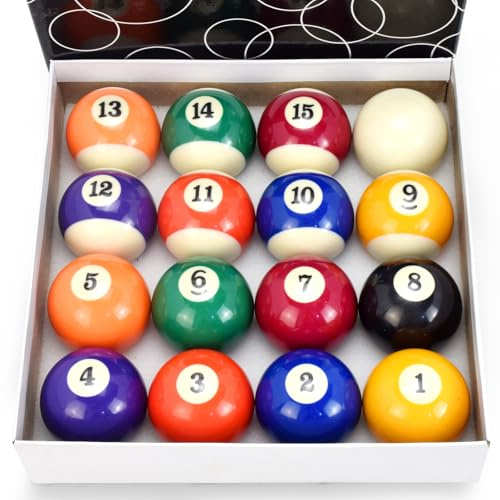 VANLAN Billiard Ball Set 2-1/4 Regulation Size 16 Balls with Numbers 1-15 Pool Table Balls for Replacement (16 Resin Balls)