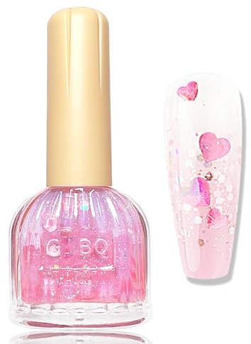 Virellay Vernis à ongles transparent à paillettes - Transparent à base d'eau - Sans lampe UV - Vernis transparent - Longue durée - Séchage rapide - Pour femme - DIY à la maison - 10 ml (paillettes