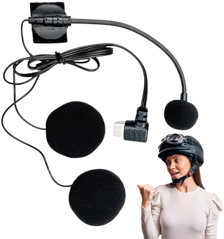 Generico Cuffia Da Casco | Cuffia Per Moto,Cuffie Antirumore Ad Alta Definizione Impermeabili Con Tipo-C Per Interviste E Vlogging Con Mezza Visiera