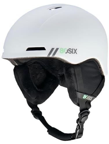 80SIX Skidhjälm män kvinnor unisex snösporthjälm med ventiler avtagbara öronkuddar EPS-skum PC-skal för skidåkning snowboard vuxna ungdomar (vit matta, S/M)