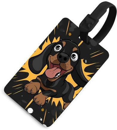 Tax Weiner hund husdjur hundar bagagetaggar för resväskor TPU bagagelapp söt resväska etikett taggar svart stil