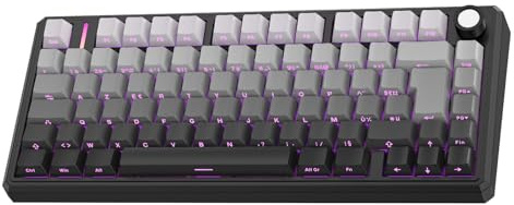 OMOTON Tastiera Gaming Meccanica | 75% ISO-FR Wireless Hot-Swap, Gasket Mount, RGB, MK212 Tastiera Gamer AZERTY con Knob, Tri Mode Keyboard TKL, PBT Keycaps, Suono Creamy, Red Switch per PC/Mac/PS4