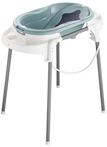 Rotho Babydesign TOP Badestation - wasserdicht - gross - Babybadestation - Babybadewanne - Babywanne mit Gestell - Babypflegeset - türkis