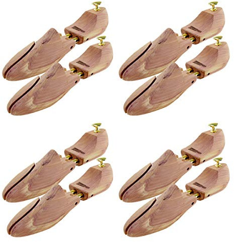 Sneakerprofi Schuhspanner aus Zedernholz Echtholz für Damen und Herren mit Doppelfeder Optimale Passform und Ventilation 4 Paar, Schuhspanner:44/45