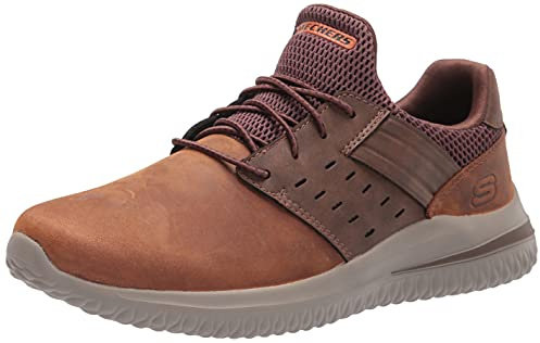Skechers Delson 3.0-Ezra Leather Bungee Lace Slip on, Zapatillas Hombre, CDB, 45.5 EU X-Ancho
