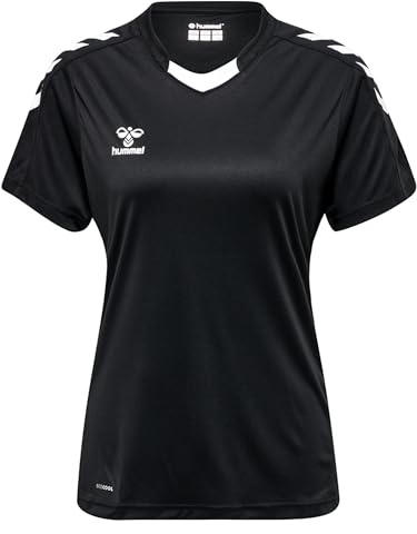 hummel Core XK Poly Jersey S/S Damen Trikot, Kurzarm Sport T-Shirt, Sportkragen mit Fronteinsatz, BEECOOL-Stofftechnologie, 100% Polyester, Normale Passform (1er Pack)