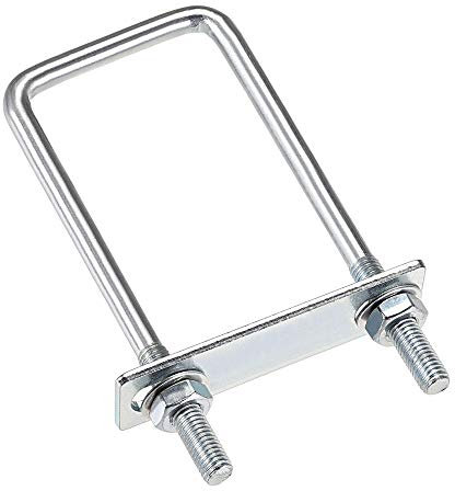 sourcing map 4 Stück Vierkant U-Bolzen Bügelbolzen Bügelschrauben 2(50mm) Innenbreite 150mm Länge Kohlenstoffstahl M8 mit Muttern, Rahmenplatte, runde Unterlegscheiben