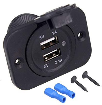 MACHSWON Waterproof Dual USB Voltmeter Charger Socket Adapter Outlet Car Boat Motorcycle Car Truck Motorcycle 2USB Charger 5V 3.1A Socket Power Adapter Outlet 12V-24V 2 USB Car Boat