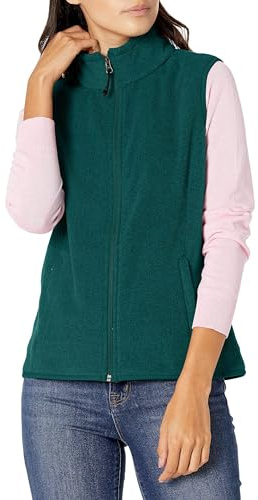 Amazon Essentials Women's Classic Fit Sleeveless Full-Zip Polar Fleece Vest, Deep Pine, L