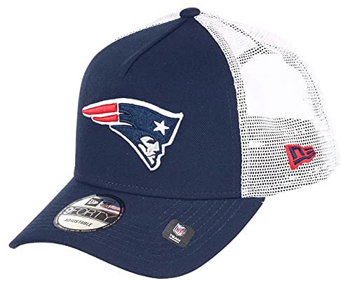 New Era New England Patriots NFL White Mesh Trucker 9Forty A-Frame Trucker Cap - One-Size