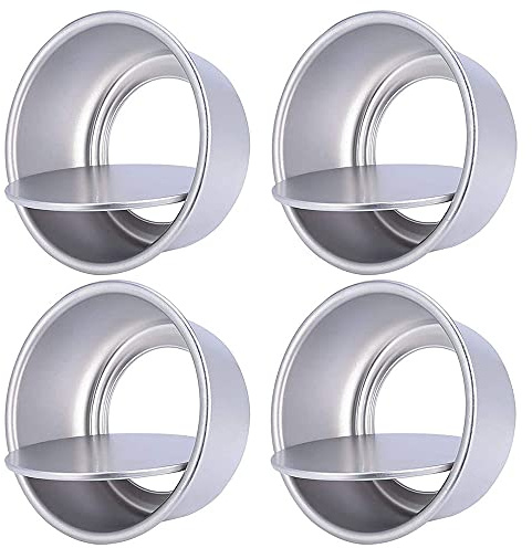Amasawa 4 Pezzi Teglia Profonda in Alluminio, Tortiere Rotonde in Alluminio, Set di Stampi per Torte Rotondi, Tortiere Teglia Professionale Tonda, per Torte Nuziali, Compleanni e Natale
