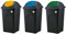 Kreher 3 Stück Abfalleimer 60 Liter mit Schwingdeckel in verschiedenen Farben für optimale Mülltrennung (Grün, Gelb und Blau). Abwaschbar und leicht zu reinigen!