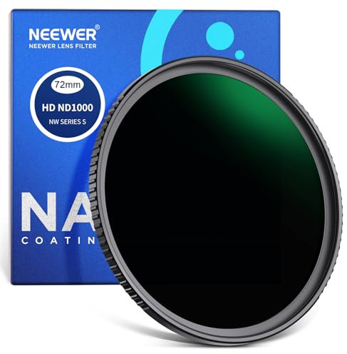 NEEWER Filtro ND 72mm ND1000, Vetro Ottico HD/multistrato/ultra sottile/idrorepellente/resistente ai graffi
