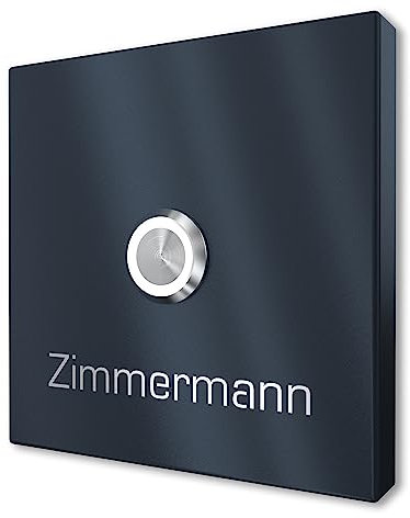 Placa de Timbre de Superficie de Acero Inoxidable V2A con Grabado de Graviers Design - Recubrimiento en Polvo en RAL 7016 - botón de Timbre LED - Timbre - Made in Germany