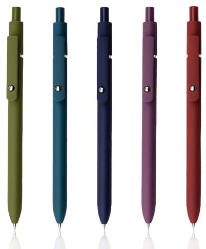 UIXJODO Gelstifte, 5 Stück 0,5 mm japanische schwarze Tinte, feine Spitze, glatte Schreibstifte, High-End-Serie Stifte für Tagebuch, Notizen, niedliche Büro, Schule(Vintage)