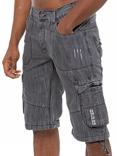 989Zé ENZO Mens Shorts EZS404 Raw Combat Cargo Pockets Casual Knee Length Denim Half Pants
