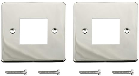 ElekTek Twin Pack Chrome Plated Double Modern Light Switch Polished Metal Cover Plate Conversion - No Wiring or Switch Removal Necessary