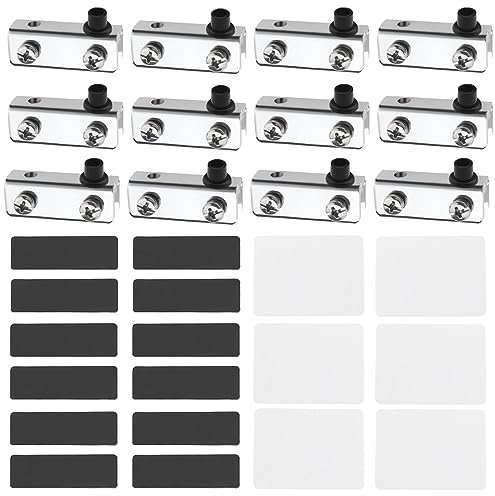 EMSea 12pcs Charnière Pivotante de Porte en Verre pour Portes en Verre sans Cadre d'épaisseur 3mm-6mm Vitrine Réglable Pince de Porte en Verre Quincaillerie de Porte Remplacement, Argent