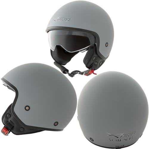 Casco Jet Scooter Moto Omologato ECE 22-06 Visiera Parasole Grigio Opaco XL