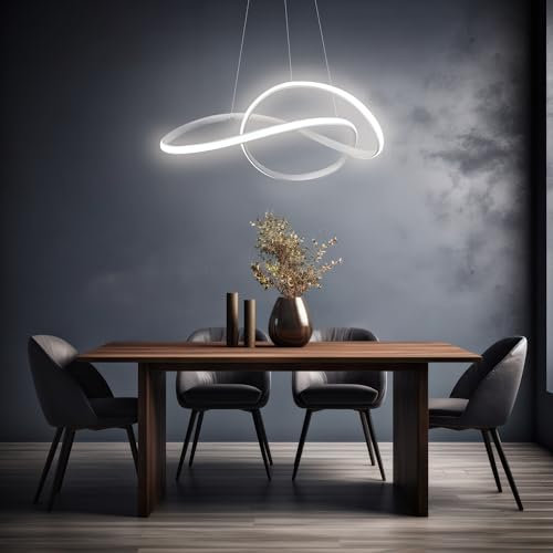 Arcadia Lampadario Led Soffitto a Sospensione Moderno con Luce Calda e Fredda Dimmerabile, Telecomando e App per Cellulare - Lampadario Camera da Letto, Soggiorno, Cucina e Cameretta - 3500 LM 50 Cm