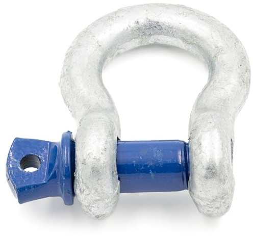 Schäkel 2t Tragfähigkeit 1 Stück mit Augbolzen - Schäkel Geschweift Form BW - Schäkel Hochfest - Stahl Feuerverzinkt Rundschäkel