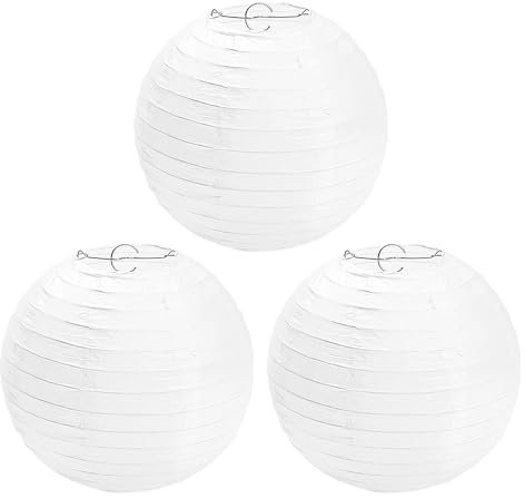 3 Pieces White Round Lantern Lampshade, Hanging Lamp, Paper Watch, Wedding Decorations, Party Props Supplies