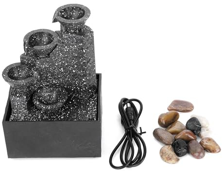 Fuente de mesa y cascada, Fuente de agua USB de oficina, Artesanía ornamental para interiores, hogar, oficina, decoración de mesa, fuente de interior, cascada