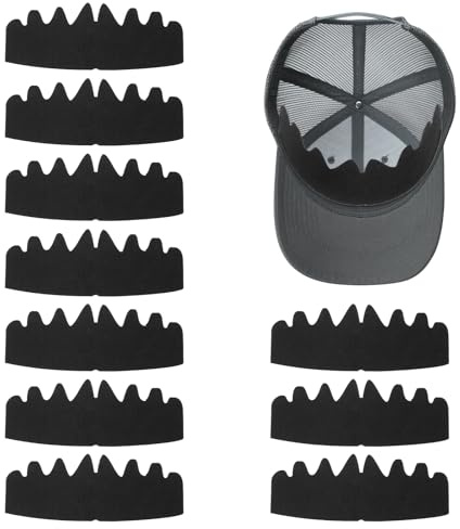 YUXIANLB 10 Stück Schwarze Baseball Caps Einsätze Flexibel Waschbar Wiederverwendbar Hutfilzformer Hut Schweißfutter Kappeneinsätze Hutstützkrempe Für Angepasste Ballsport Caps