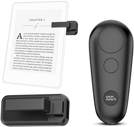 Remote Control Page Turner for Kindle Paperwhite Scribe Oasis Kobo Accessories, Clicker Page Turner for iPhone, iPad, Android Tablets Reading Camera Video Record Remote Triggers,Black