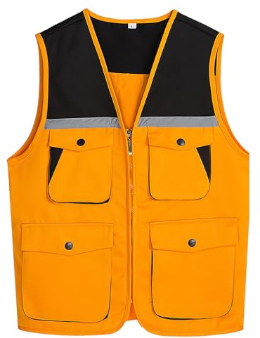 Taeku Chaleco de Seguridad, Unisex Chaleco Trabajo Transpirable Gerente Ejecutivo Chaqueta para Construcción, Industrial y Intemperie (Naranja 3XL)