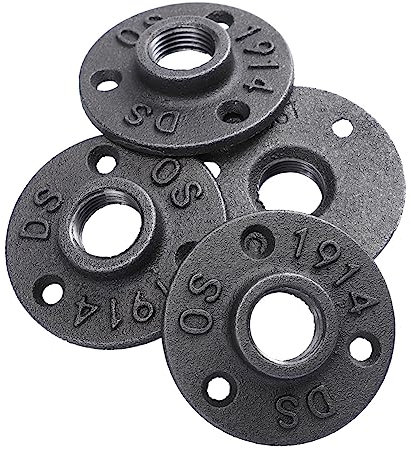 UKCOCO 4stücke Flansch Gusseisen Mit Löchern Industrielle Rohrbefestigungen Für Und -projekte Für Wohnräume Und Werkstätten