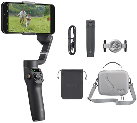 DJI Osmo Mobile 6 Bundle Stabilisateur pour Smartphone avec Sac De Rangement, Nacelle 3 Axes Portable pour TéLéPhones Portables, Bras RéTractable IntéGré, Stabilisateur pour Vlogging, VidéOs Youtube