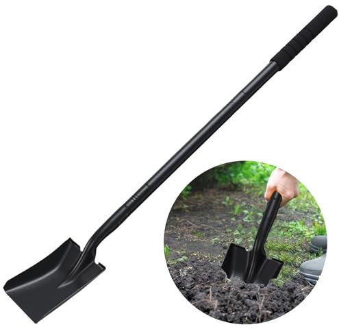 Pala jardineria pequeña con Mango metálico de 110cm, Mini Pala Desmontable para jardinería Camping Supervivencia,Negro