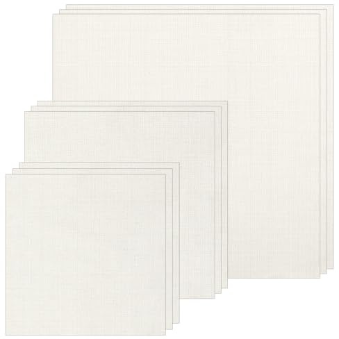 Lot de 9 carrés de tissu à broder, prédécoupés, 3 tailles de 14 à 30 cm, carrés de tissu en coton blanc pour broderies, vêtements et travaux manuels