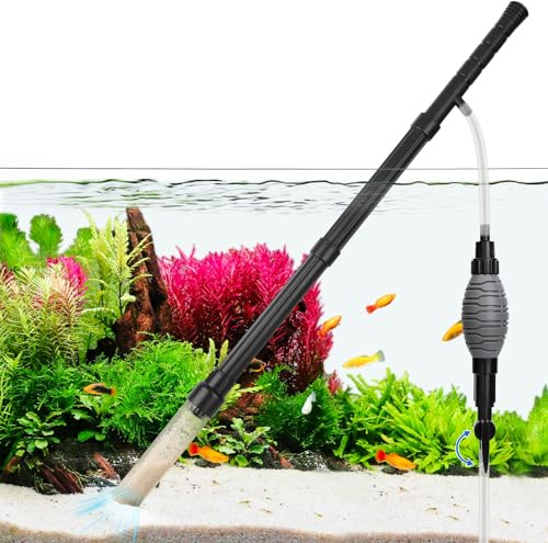 AQQA Fish Tank Gravel Cleaner, Adjustable Fish Tank Siphon with Handle