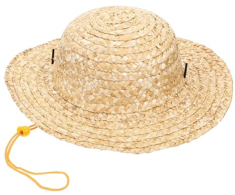 Sombrero Paja Niño Granjero Tejido, Khaki, ala Ancha y Cordón | Protección Solar, Diseño Transpirable y Ligero, 1 Pieza para Verano