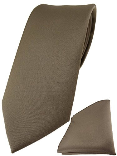 TigerTie Herren Krawatte – Klassische 7,5 cm Krawatte Designer Einstecktuch in graubraun einfarbigem Design, ideal für Geschäftstermine, festliche Anlässe und die Freizeit