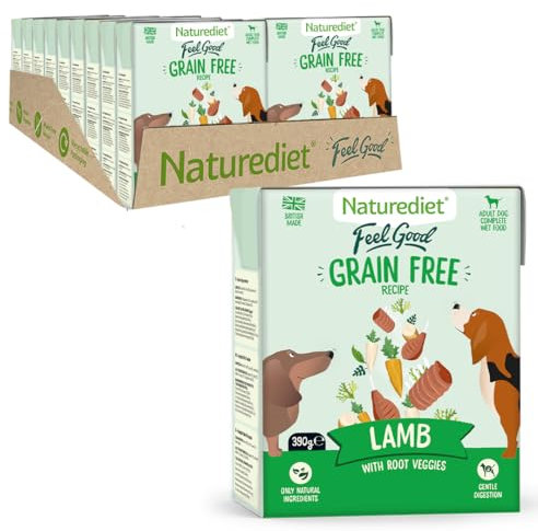 Naturediet - Feel Good Wet Dog Food, Natural and Nutritionally Balanced, Grain Free, Lamb, 390g (Pack of 18)