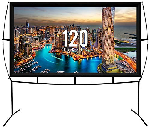 KHOMO GEAR Portable Projector Screen - 120 Inch Projector Screen with Stand - Outdoor and Indoor Projector Screen for Movie Nights, Home Theatre, and Presentations - Front and Rear Projection Screen