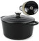 Andrew James Enamel Coated Cast Iron 5L Casserole Dish: No-Seasoning Required with this Elegant and Durable Casserole Dish with lid for oven, Perfect for Gourmet Cooking (Black)