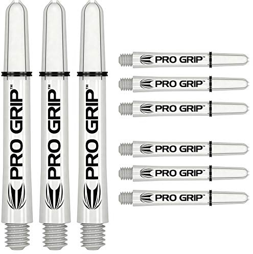 Target Darts Pro Grip Shafts – Set of 9 | White, Short-34mm | Dart Stems, Professional Darts Accessories, 2BA Shaft Multipack with Rings