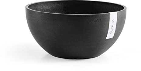 Ecopots Pflanzschale Blumentopf Brüssel Dunkelgrau - Durchmesser Ø 35 cm rund groß - Pflanzentopf aus Recycling Kunststoff - Übertopf modern für Indoor und Outdoor