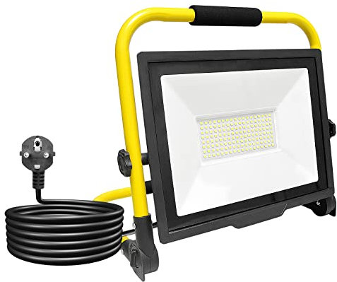RIGIDON LED Baustrahler 100W, 10000LM Tragbarer Led Arbeitsscheinwerfer, LED Arbeitsleuchte mit Stecker, Wasserdichtes Bauscheinwerfer für Werkstatt Baustelle Garage Garten 6000K