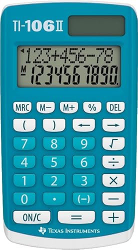 Texas Instruments TI-106 II – Solarwissenschaftlicher Taschenrechner, EIN robuster und benutzerfreundlicher Taschenrechner mit Vier Grundrechenarten, EN/GR/DU/FR