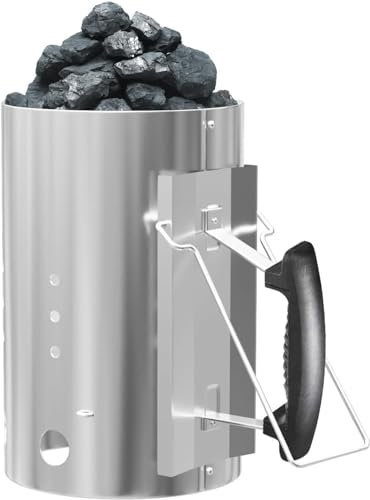 Nordic Bbq Store Démarreur de cheminée, allume-charbon de bois, briquet gril pour Weber 7416, barbecue cheminée, allume-charbon, allume-charbon, colonne de combustion, poignée de sécurité 19 cm x 30,5